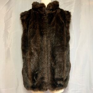 Faux Fur Chocolate Colored Reversible Zip Up Vest